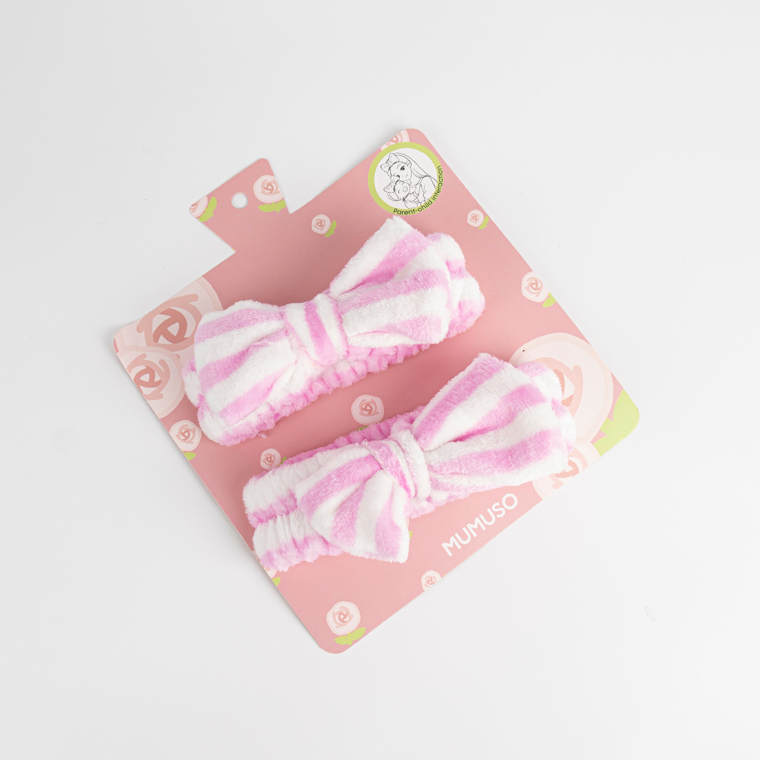 Set de regalo de diadema madre e hija con lazo y líneas moradas