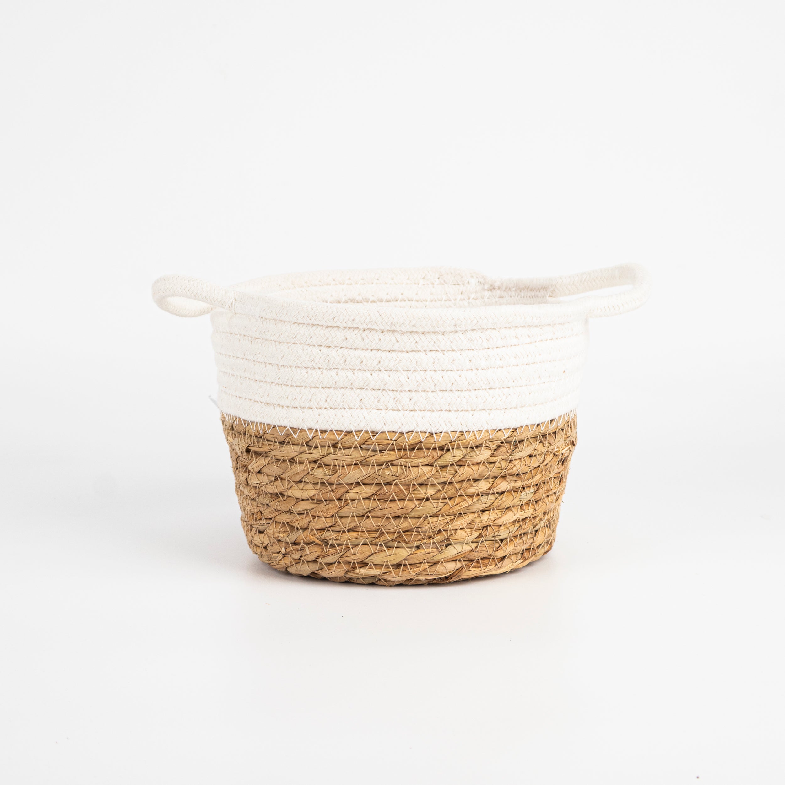 Cesta de almacenaje tejida redonda