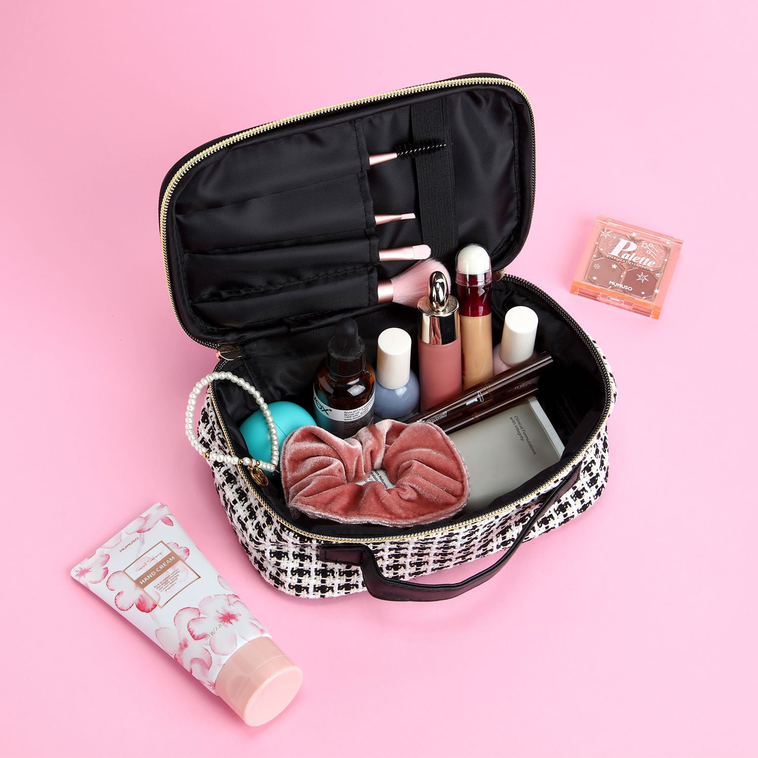 Neceser de Maquillaje Tejido Jacquard Negro