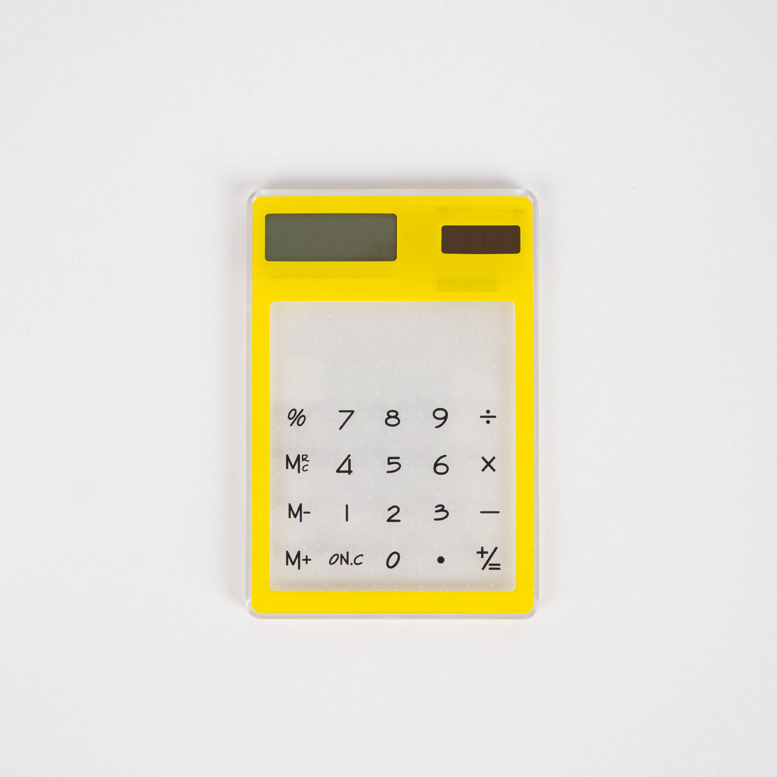 Calculadora transparente amarilla
