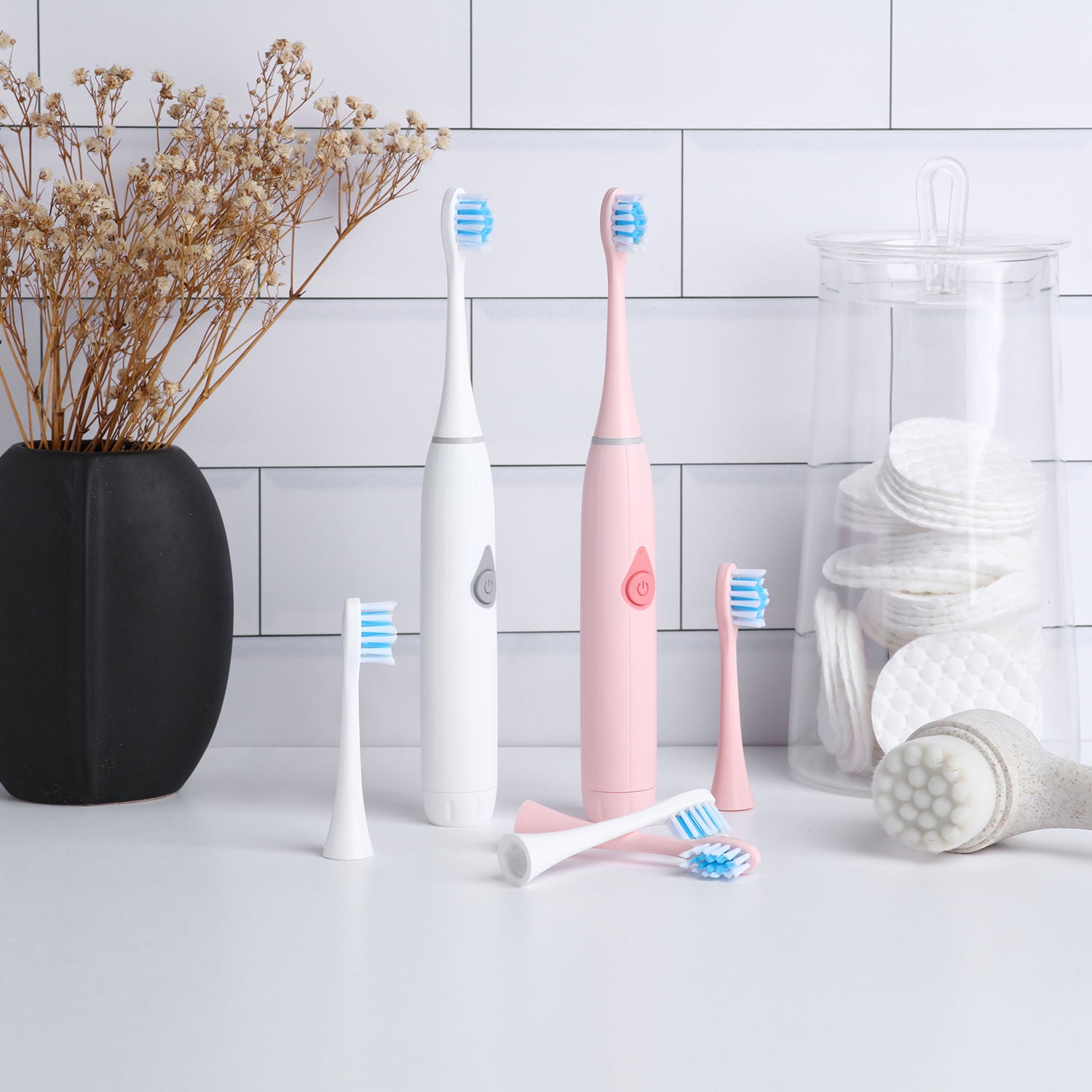 Set de Cepillo Eléctrico Sónico Rosa