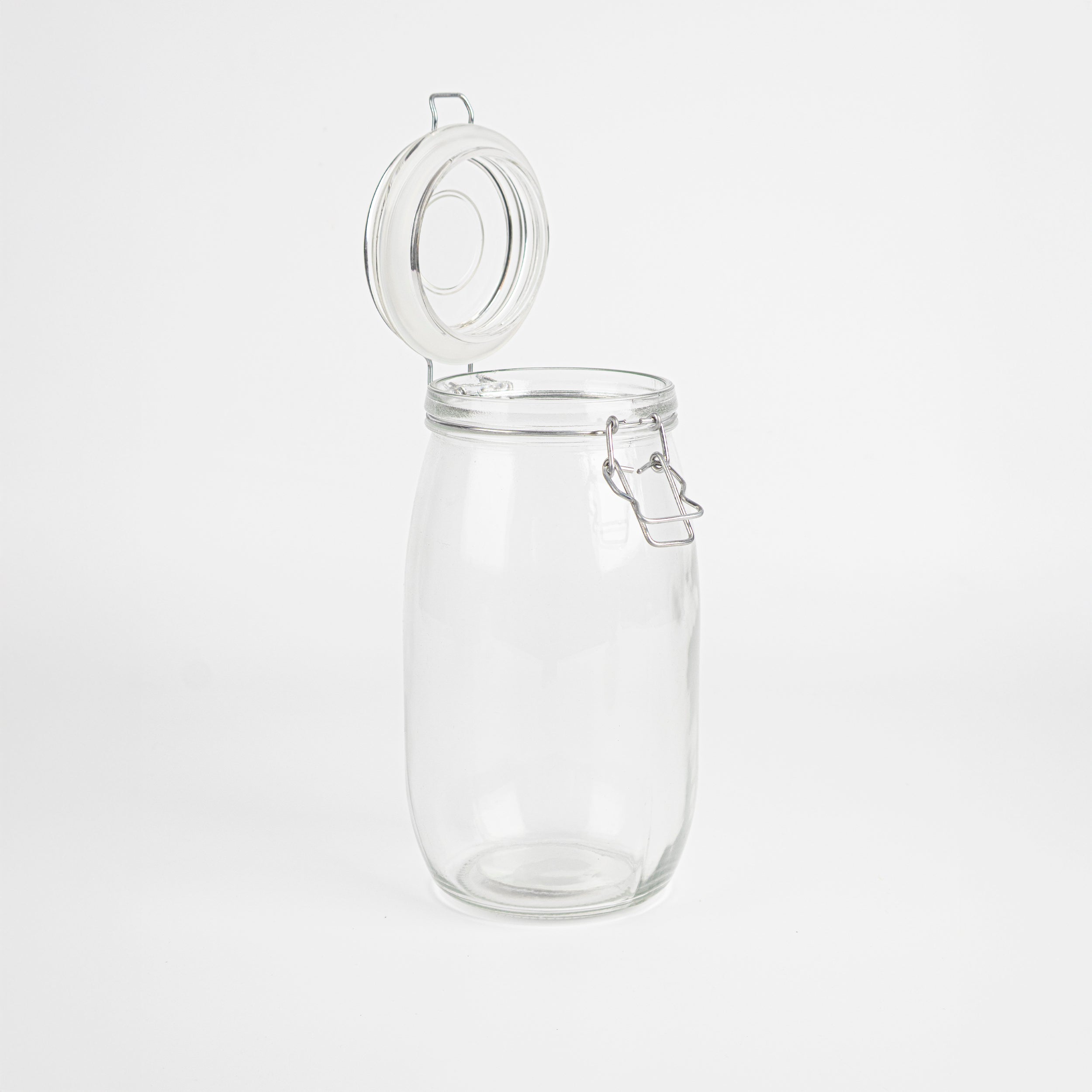 Bote de vidrio hermético con tapa abatible