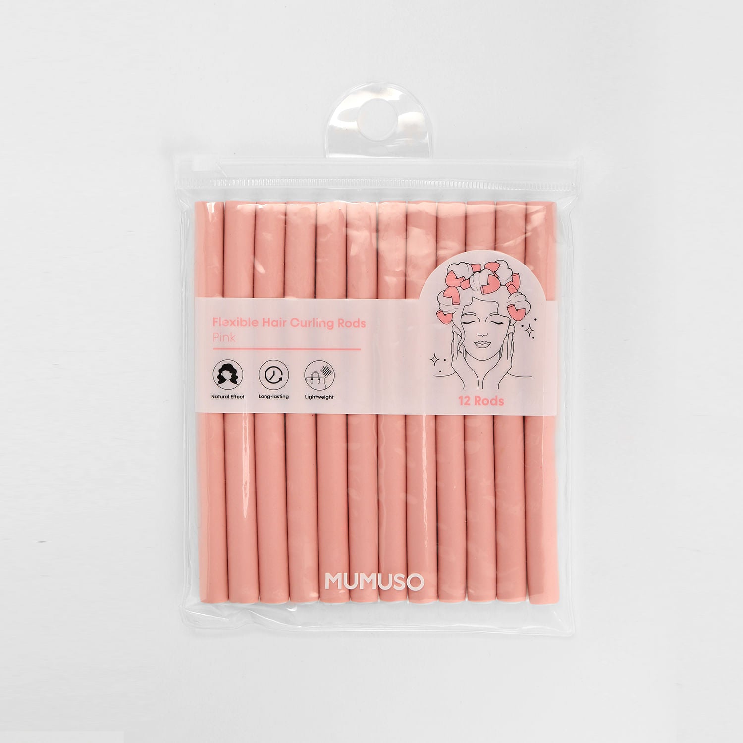 Set de 12 Varillas Flexibles para Rizar el Cabello Rosa