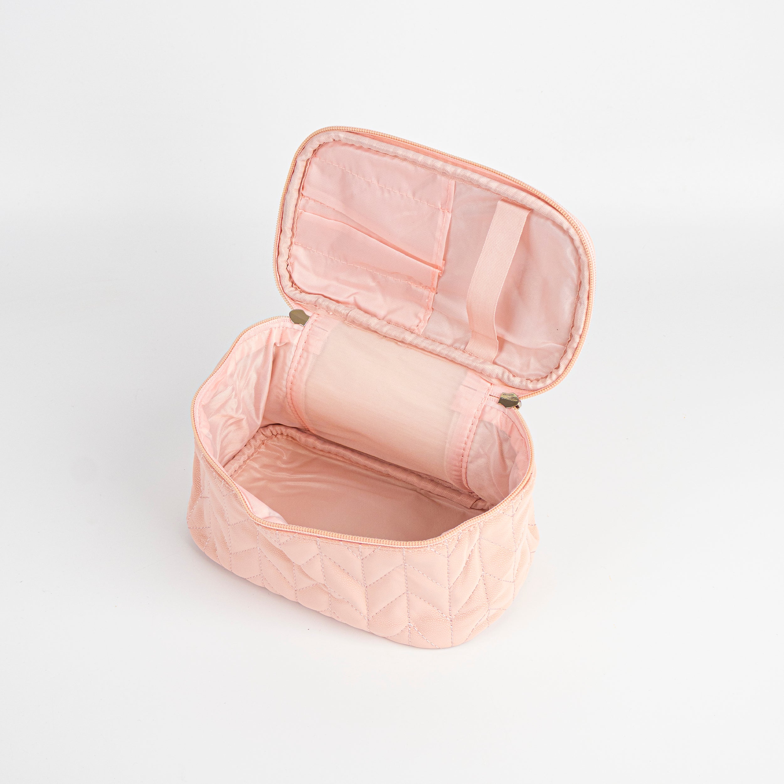 Estuche cosmético con patrón de pescado rosa