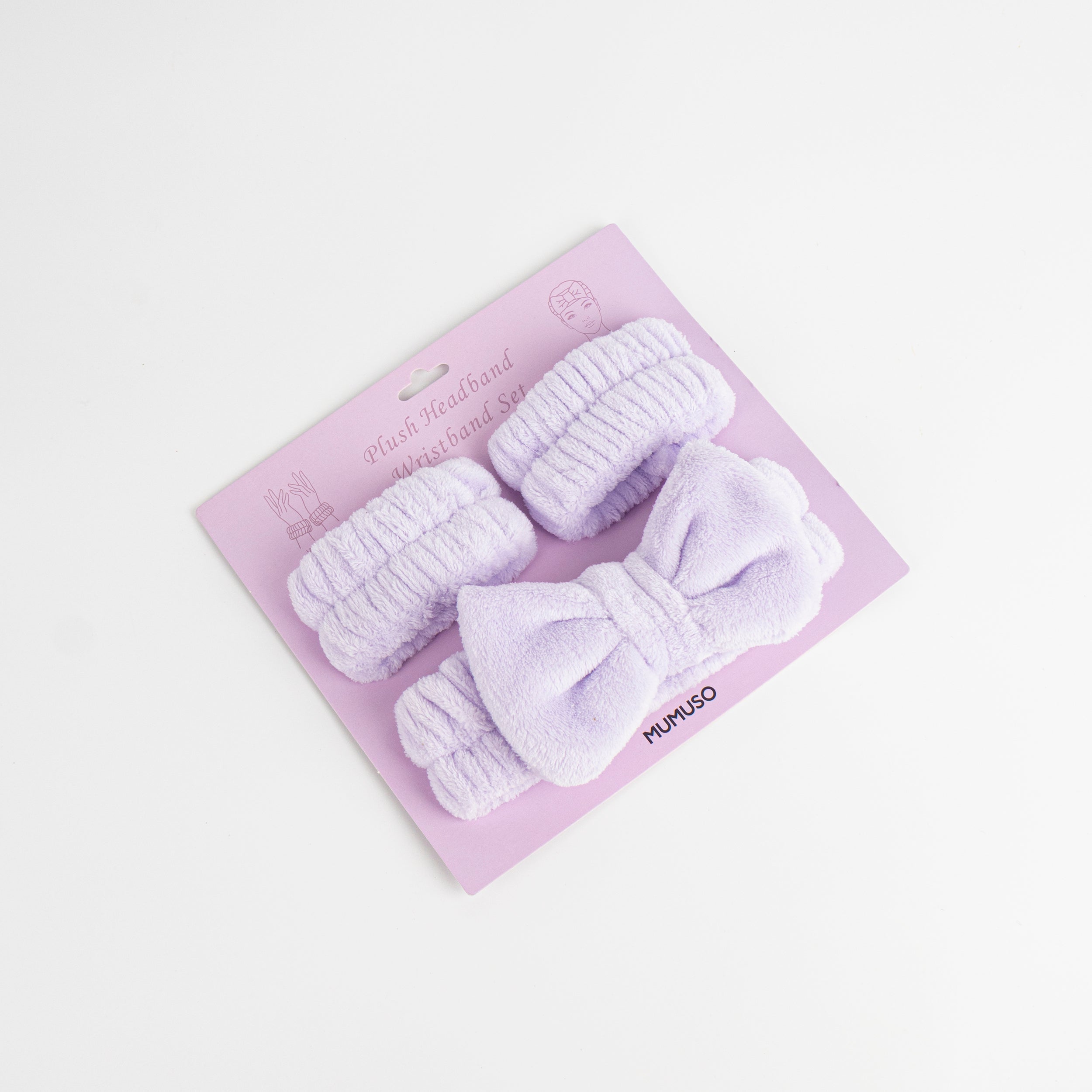 Set de diadema y muñequera con lazo morado