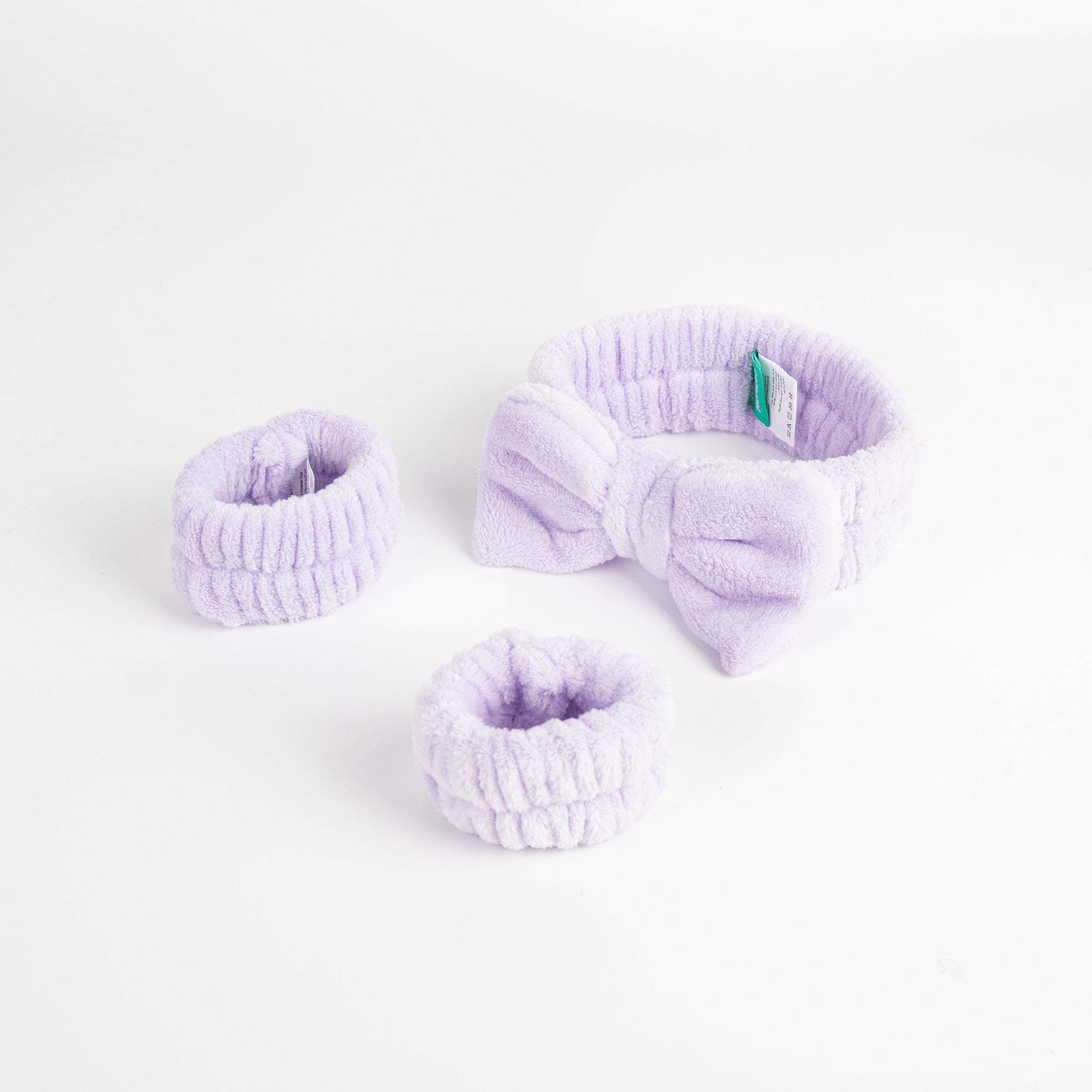 Set de diadema y muñequera con lazo morado