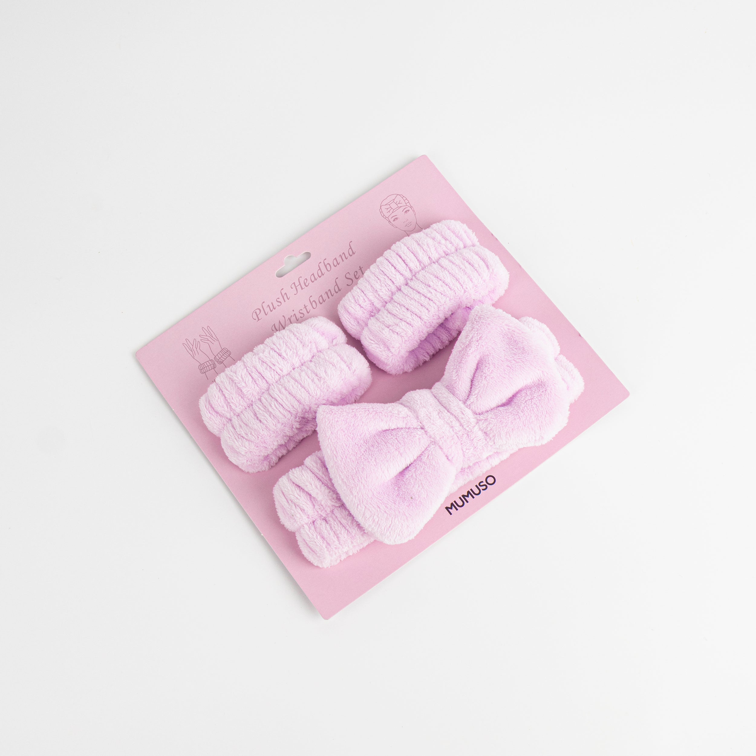 Set de diadema y muñequera con lazo rosa