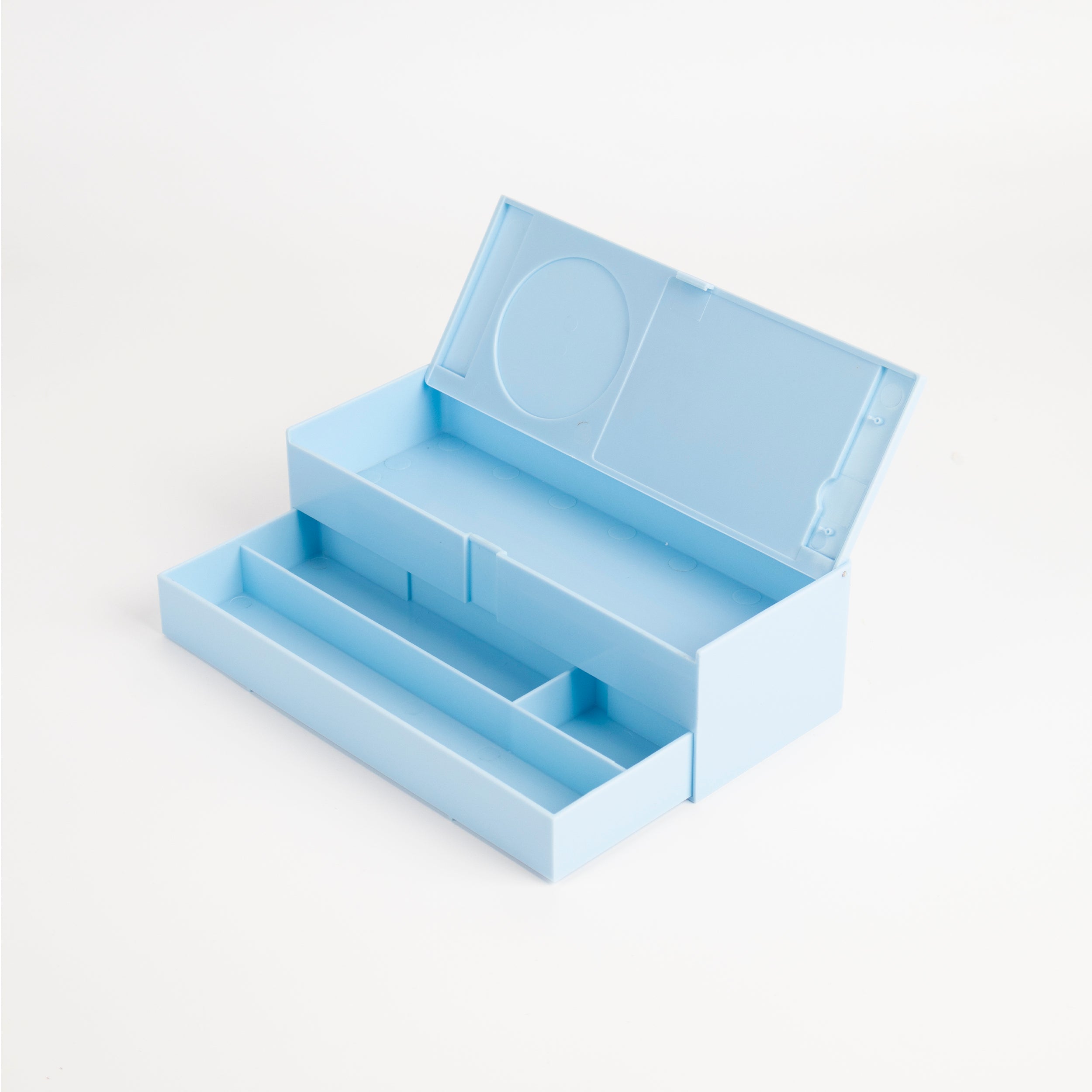 Estuche de gran capacidad con cajón azul claro