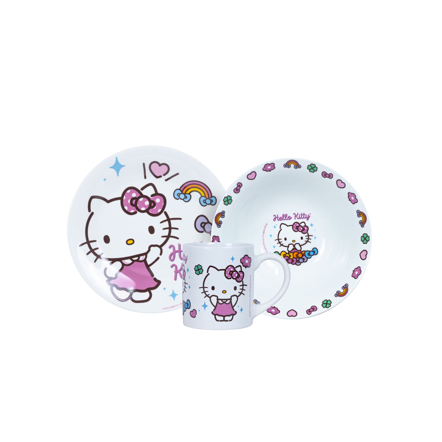 Set Vajilla de Cerámica Hello Kitty  3 Piezas
