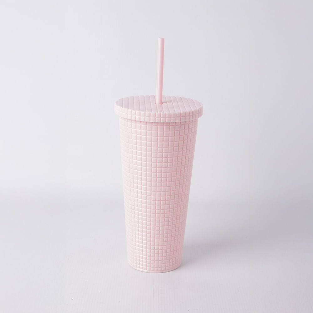 Vaso con Tapa Rosa 710 ml