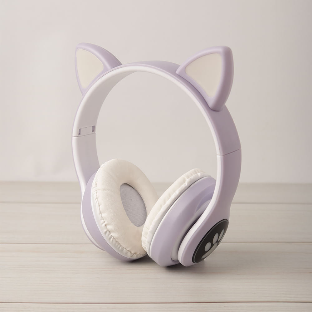 Audífonos Bluetooth Orejas de Gato Lila