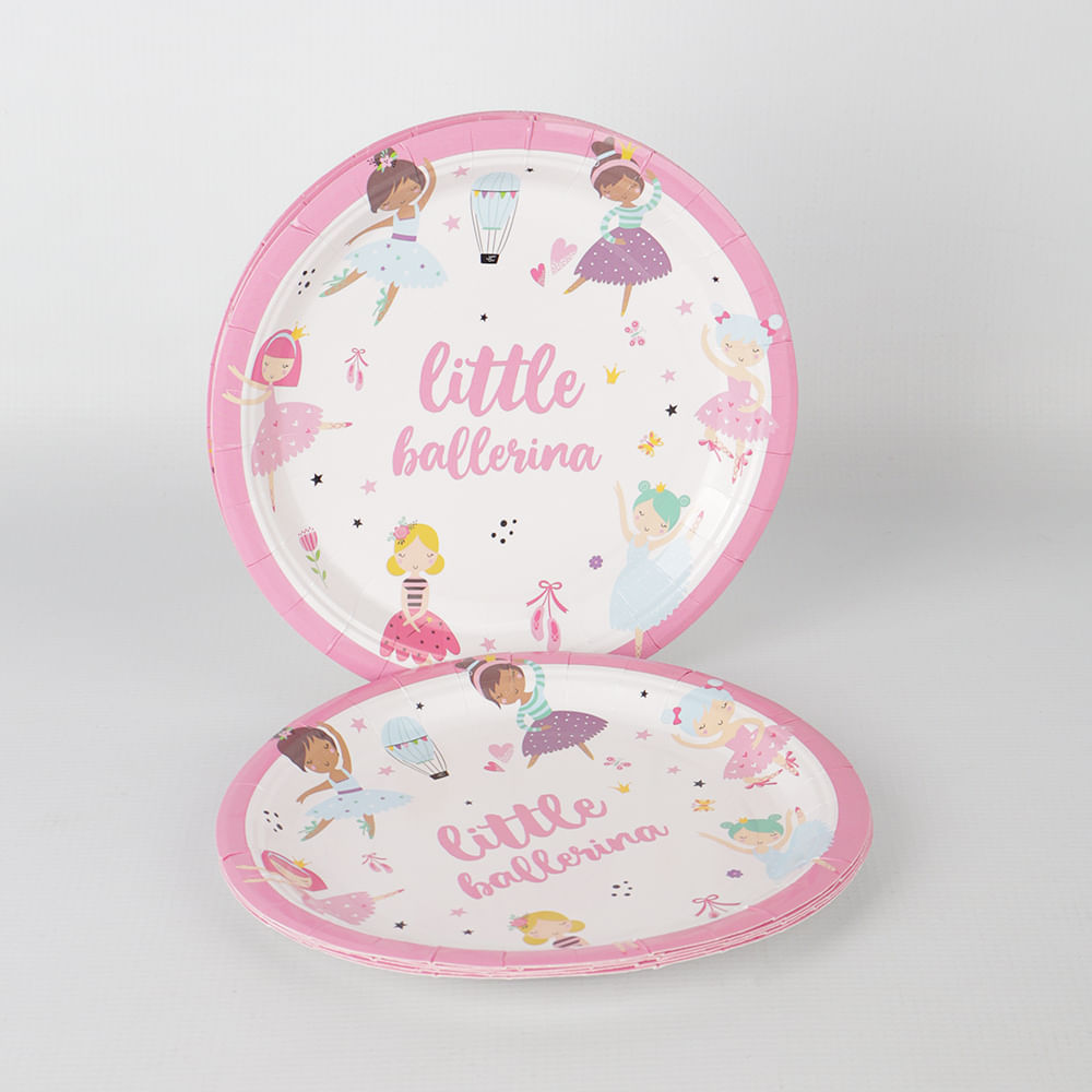 Plato De Papel Princesas 18 Cm - 10 Unidades