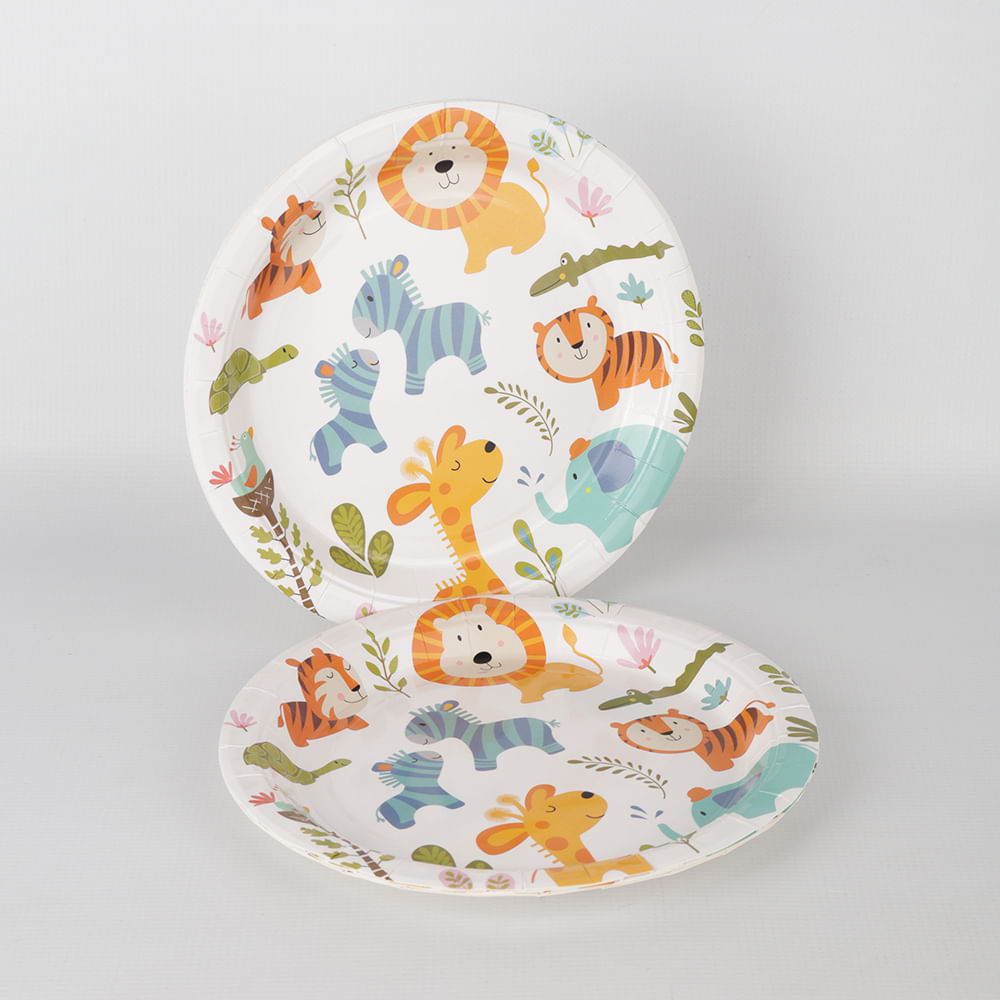 Plato De Papel 10 Unidades Serie Animales 23 Cm