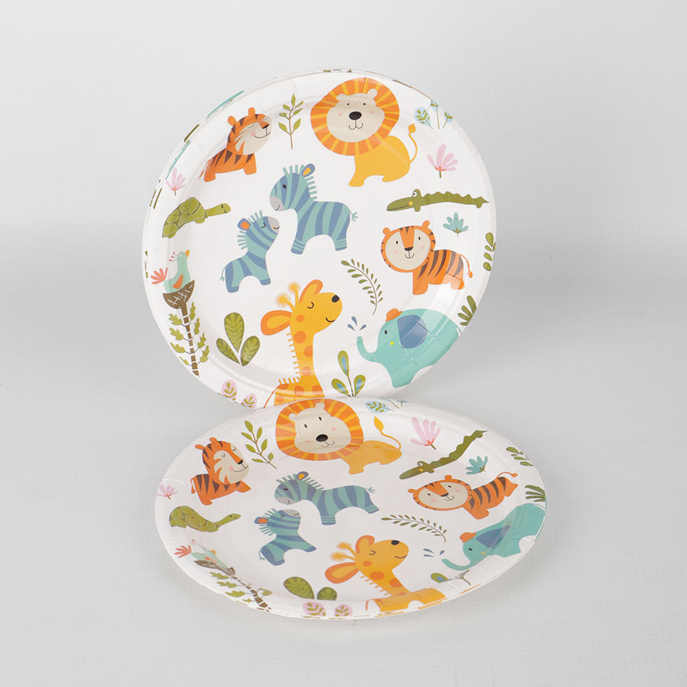 Plato De Papel 10 Unidades Serie Animales 18 Cm