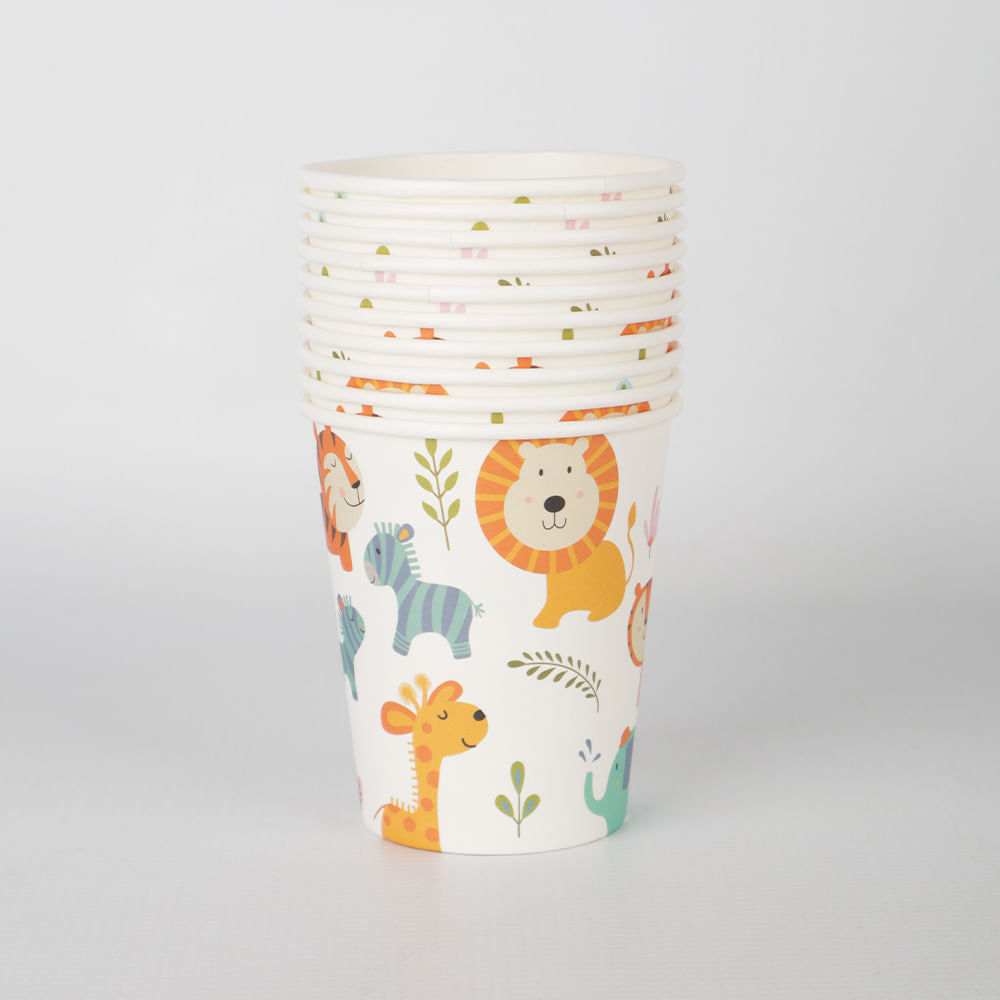 Vasos De Papel 10 Unidades Serie Animales