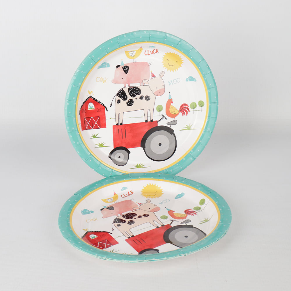 Plato De Papel 10 Unidades Serie Granja 23 Cm