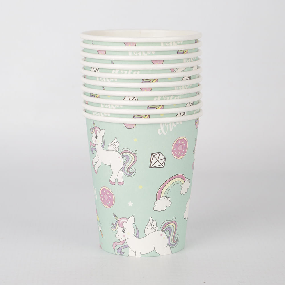 Vaso De Papel Unicornio - 10 Unidades
