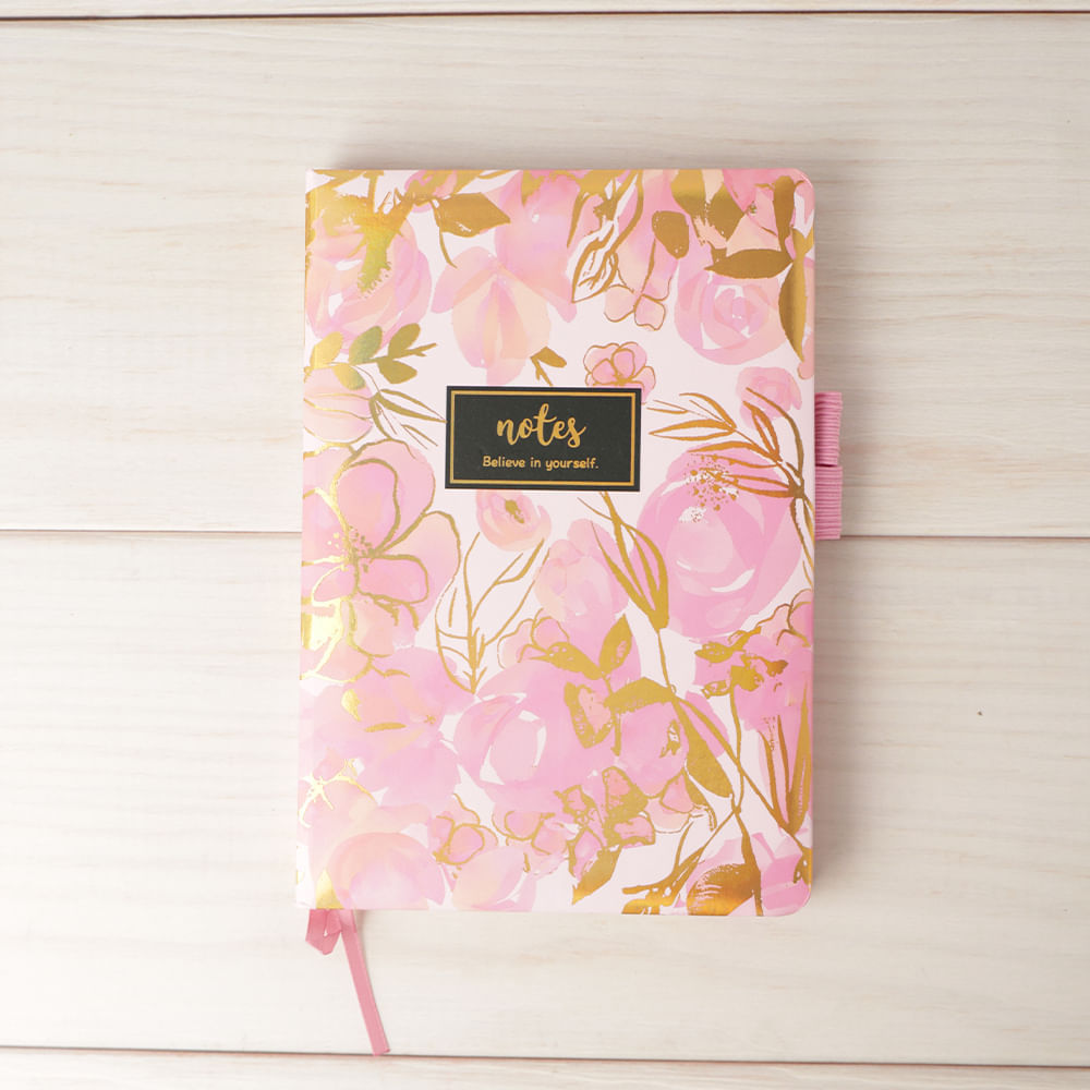 Cuaderno C6  Flores Con dorado