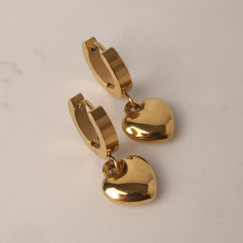 Aretes dorado corazón