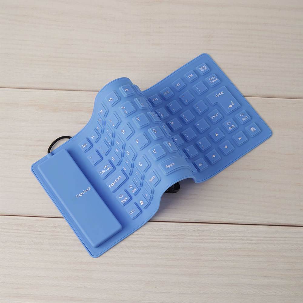Teclado Flexible de Silicona Azul