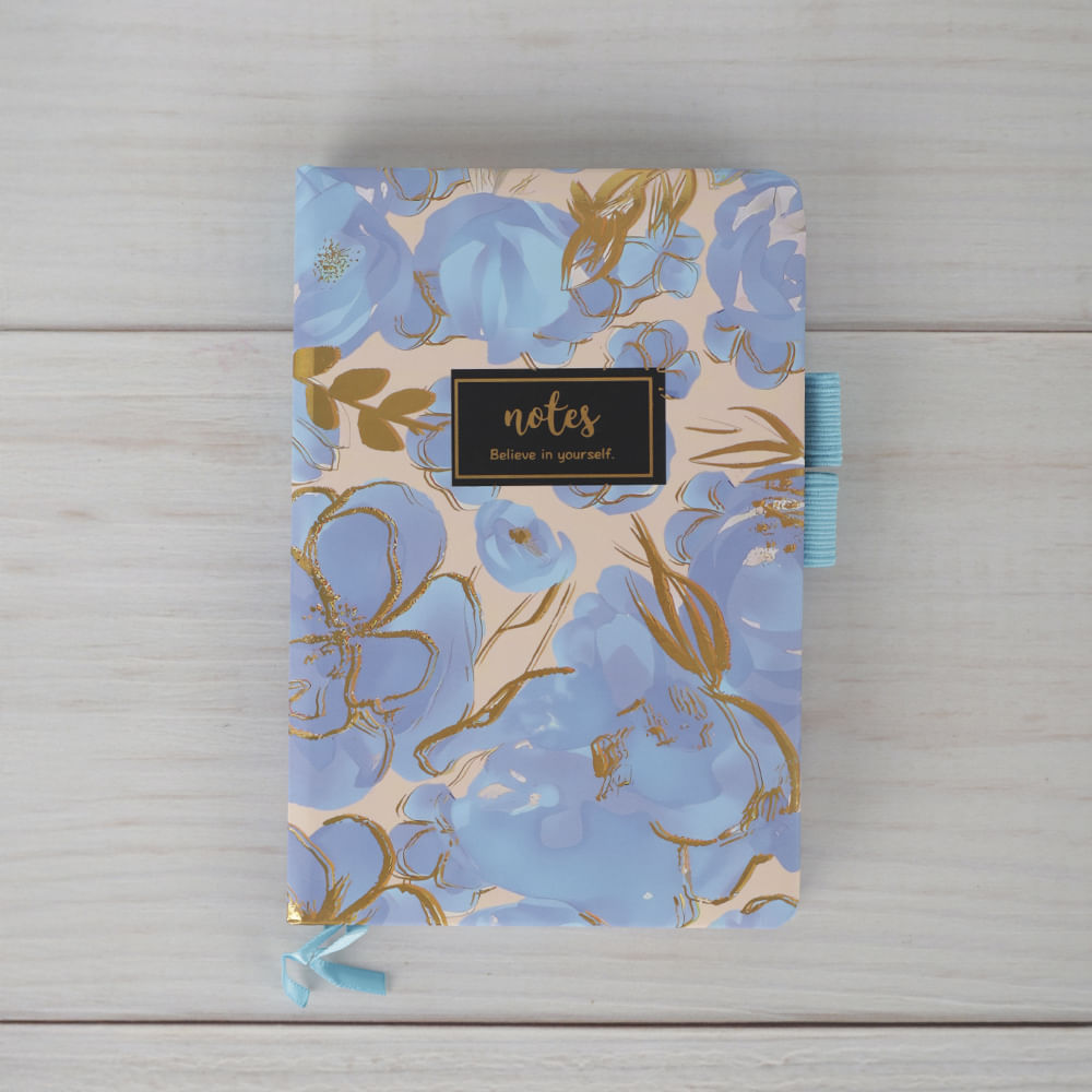 Cuaderno C6  Flores Con Dorado