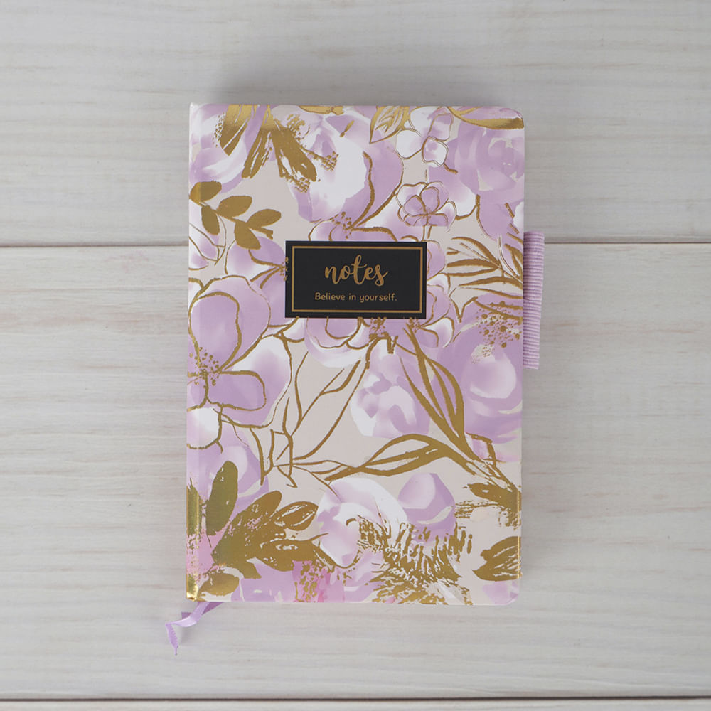 Cuaderno C6  Flores Con Dorado