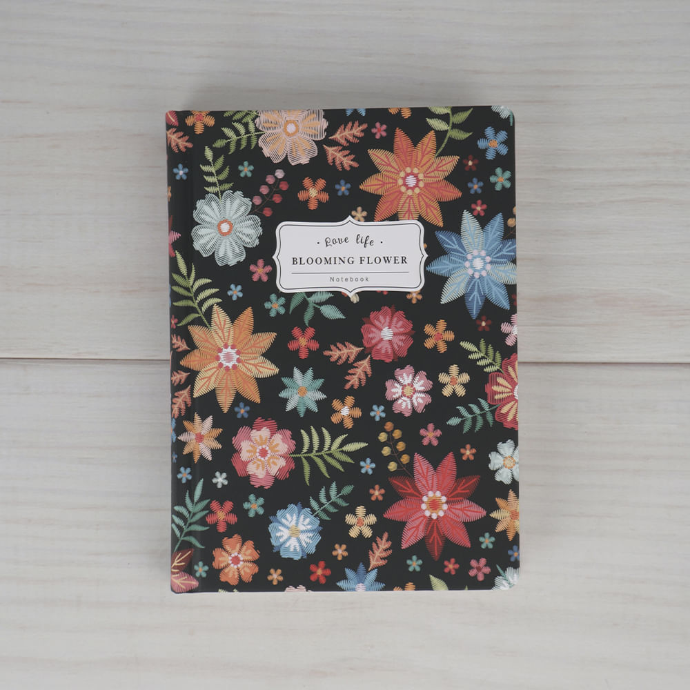 Cuaderno B6 Flores Negro