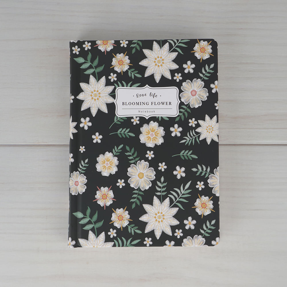 Cuaderno B6 Flores Negro