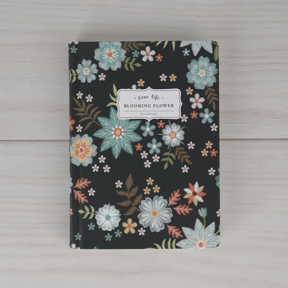 Cuaderno B6 Flores Negro