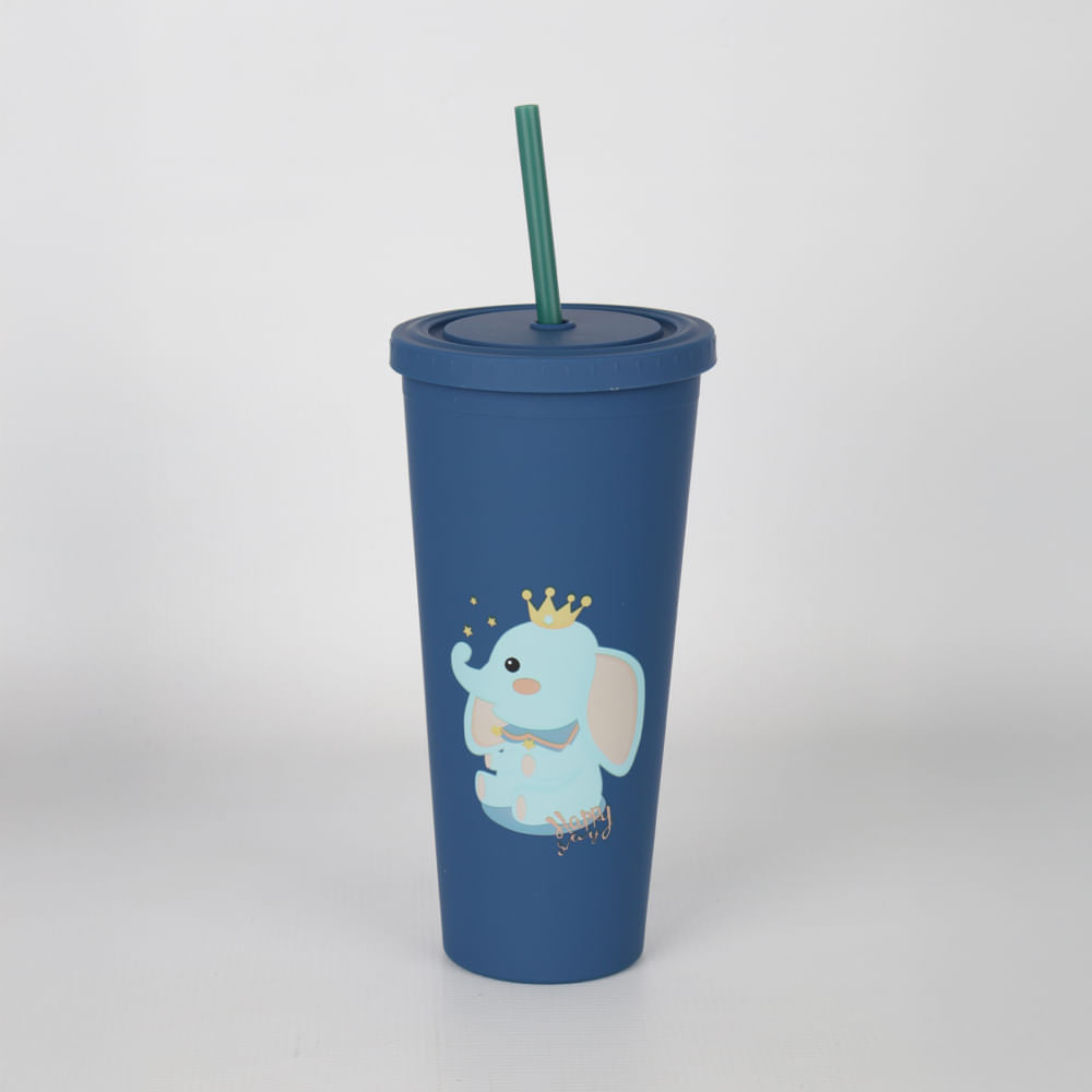 Vaso con Sorbete Diseño Elefante Azul