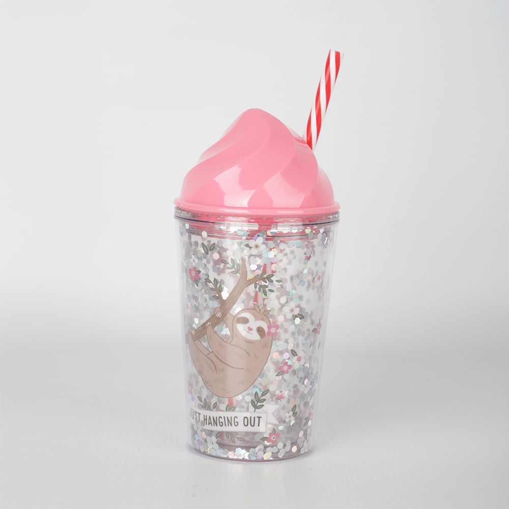 Vaso con Sorbete Fucsia Oso Perezoso